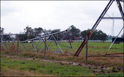 damaged pivot irrigation system